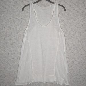 Eileen Fisher White Linen Lagenlook Tunic Tank Top Sz L